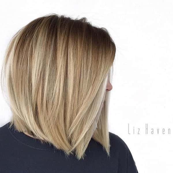 textured lob haircut and balayage by Liz Haven