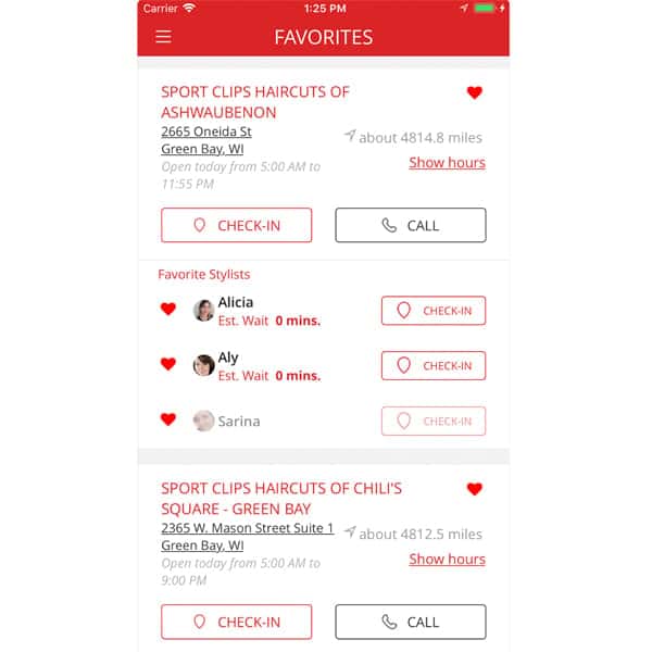 sport clips haircuts mobile app screenshot