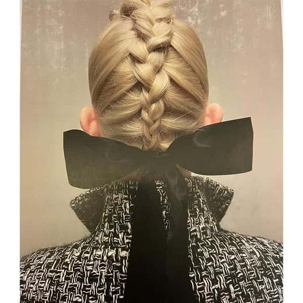 chanel haute couture 2021 mohawk braids and bows