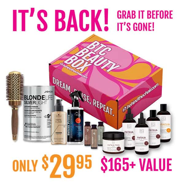 behind the chair btc beauty product box for hairdressers salon professionals