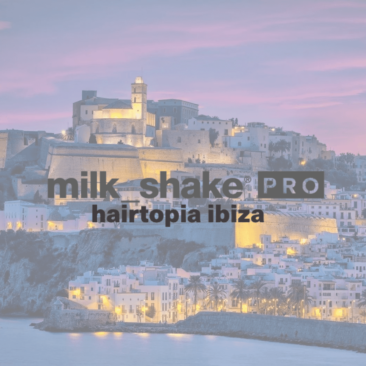 ibiza background with a milk_shake PRO logo overlay