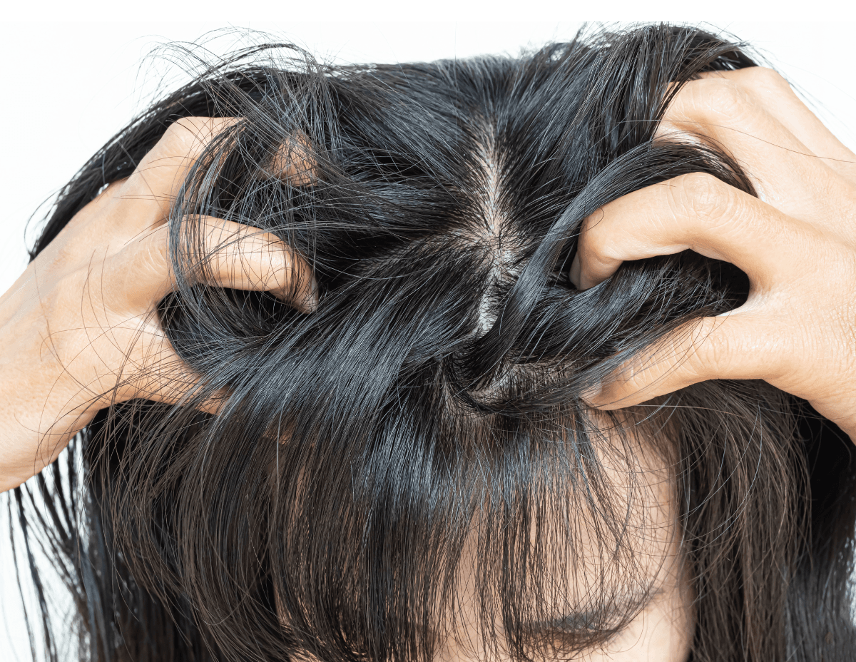 hands/fingers in black hair