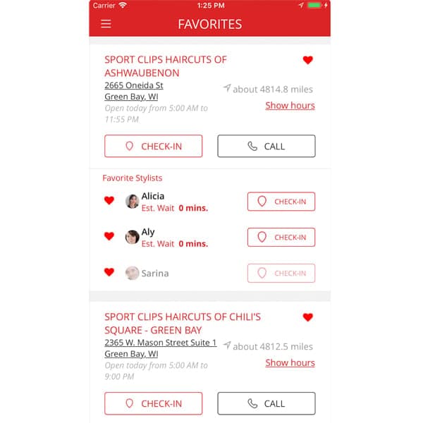 sport clips haircuts mobile app screenshot
