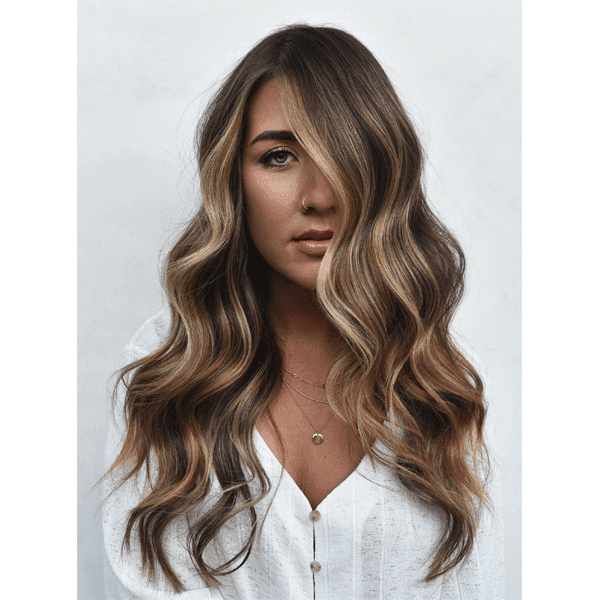 balayage, brunette, blondes, long hair