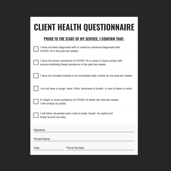 salon coronavirus sign in sheet
