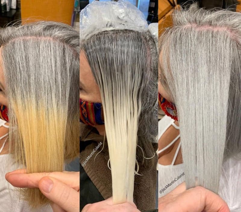 purple shampoo creative toning ideas cool blondes silver and gray hair @jackmartincolorist goodbye yellow purple shampoo schwarzkopf professional