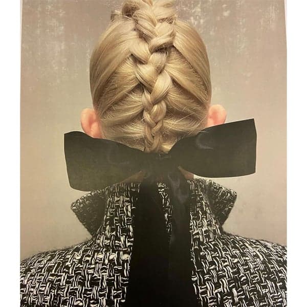 chanel haute couture 2021 mohawk braids and bows