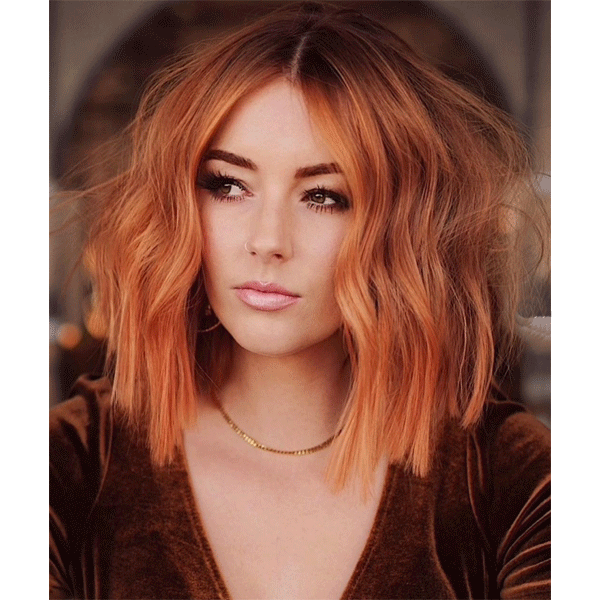 peach ginger balayage