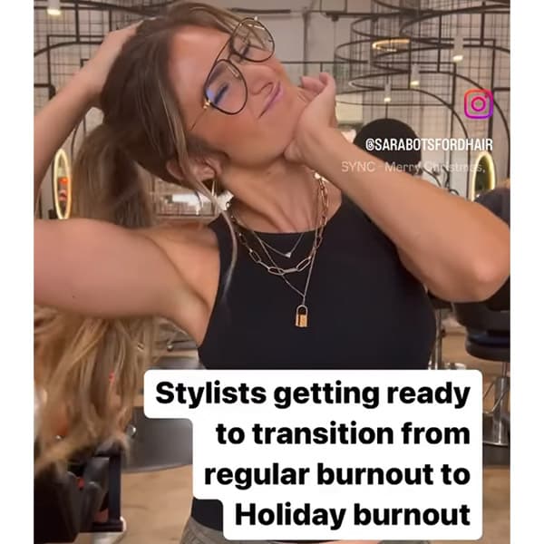 Sara Botsford @arabotsfordhair preparing to transition from regular burnout to holiday burnout funny reel