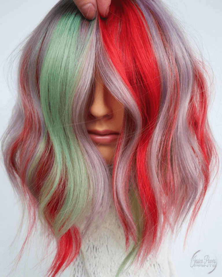 Creative Color winner entry by hairstylist @jessicapowerspaints for the 2021 #ONESHOT Hair Awards Hot Shot