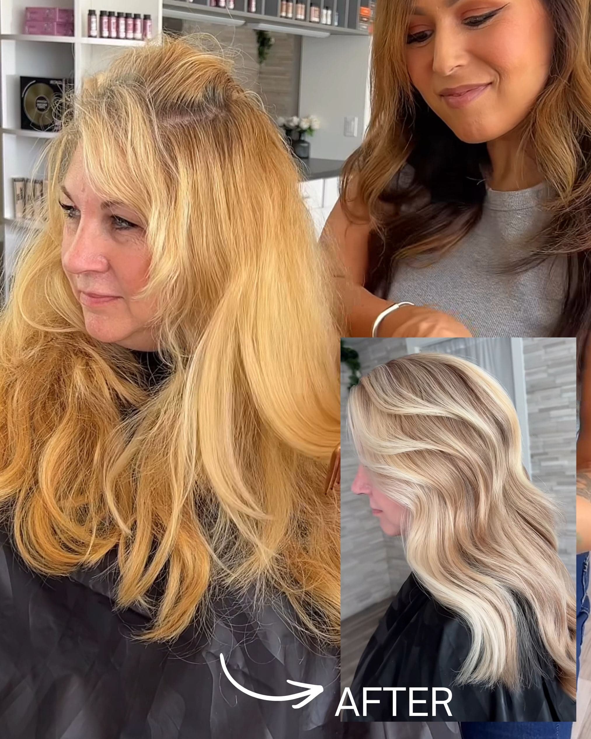 blonde color correction before and after