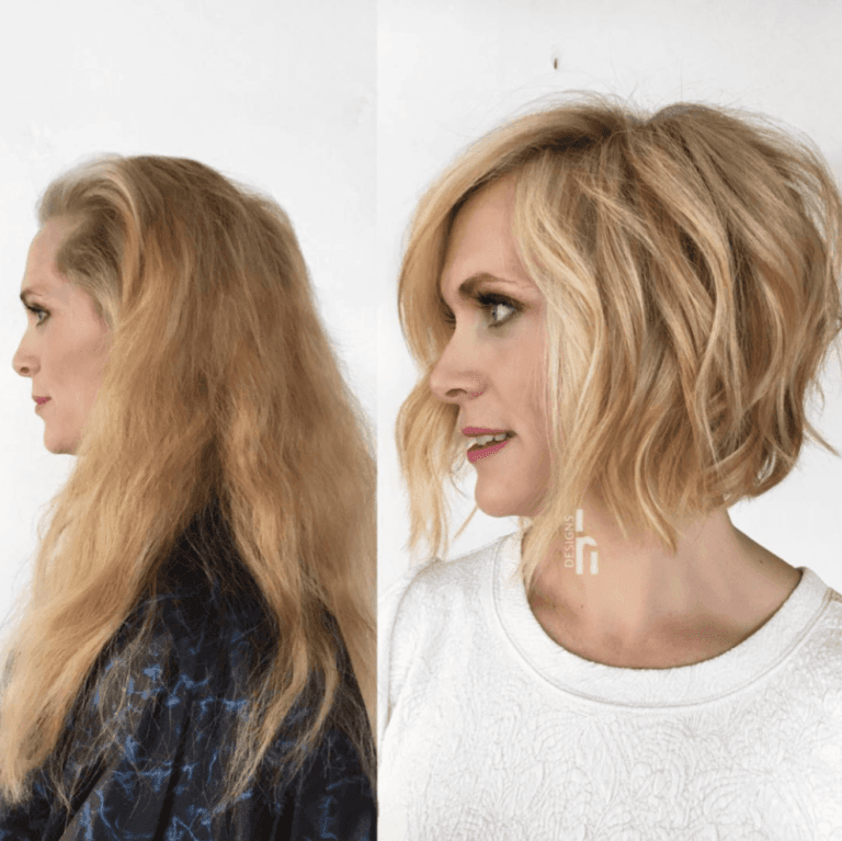 Cut Transformation winner entry by hairstylist @headrushdesigns for the 2018 #ONESHOT Hair Awards Hot Shot