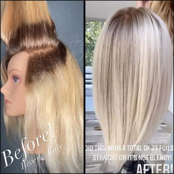 reverse balayage on blonde hair