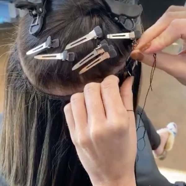How To Apply Hybrid Weft Hair Extensions Donna Bella For Chemical Free Highlights Balayage