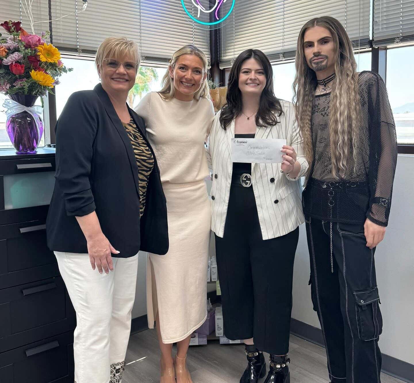 AlassSalon2 (L to R Lynette Alm, Zoe Katawczik (framesi) Shanna Simoncini, Andrew Acker)