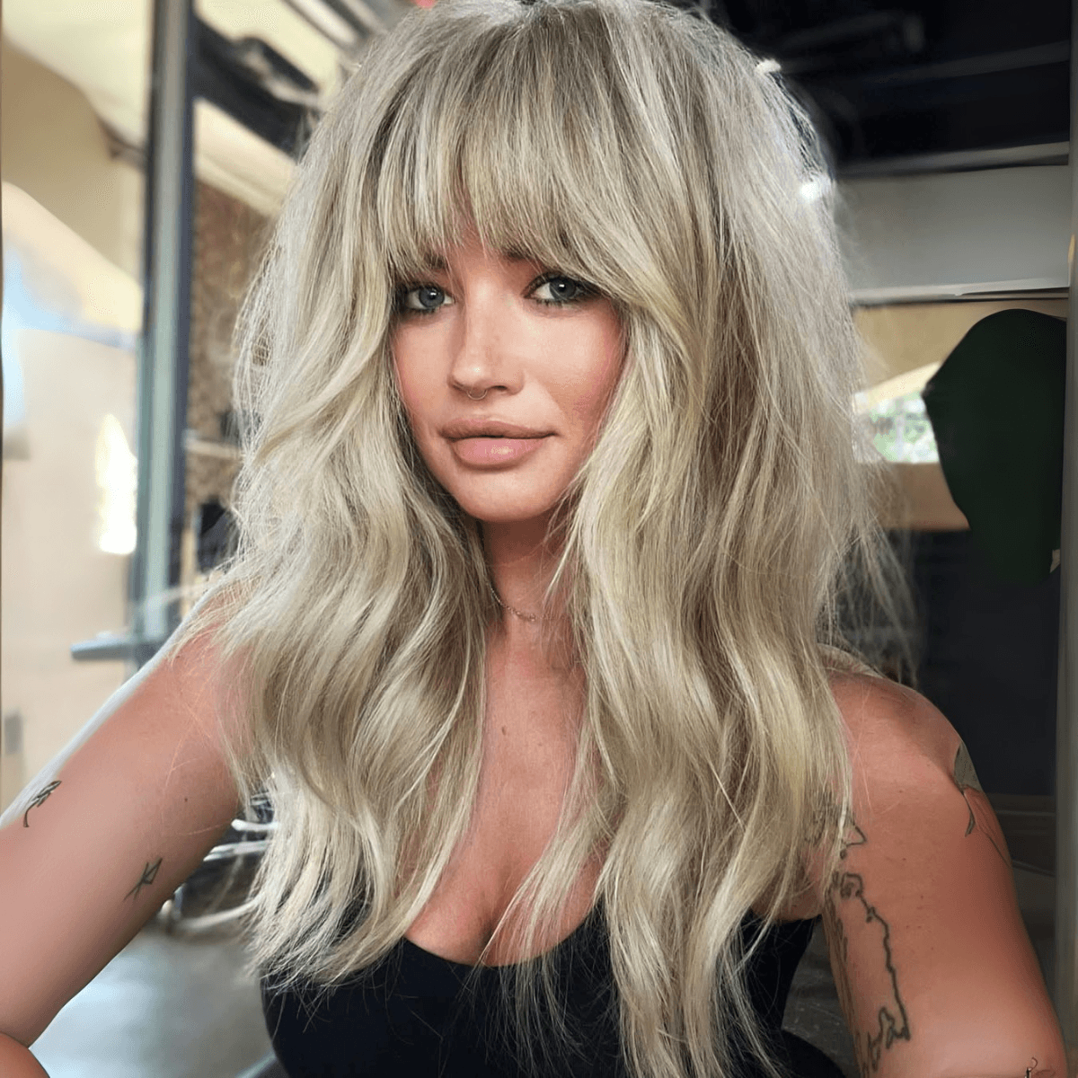 blonde layers bardot bangs