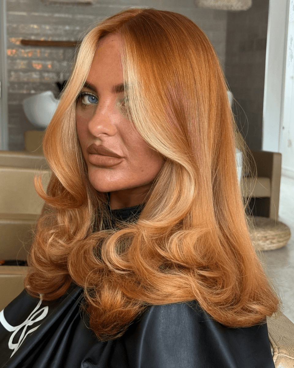 copper curls with blonde moneypiece Photo Credit Instagram via @imogenrosehair