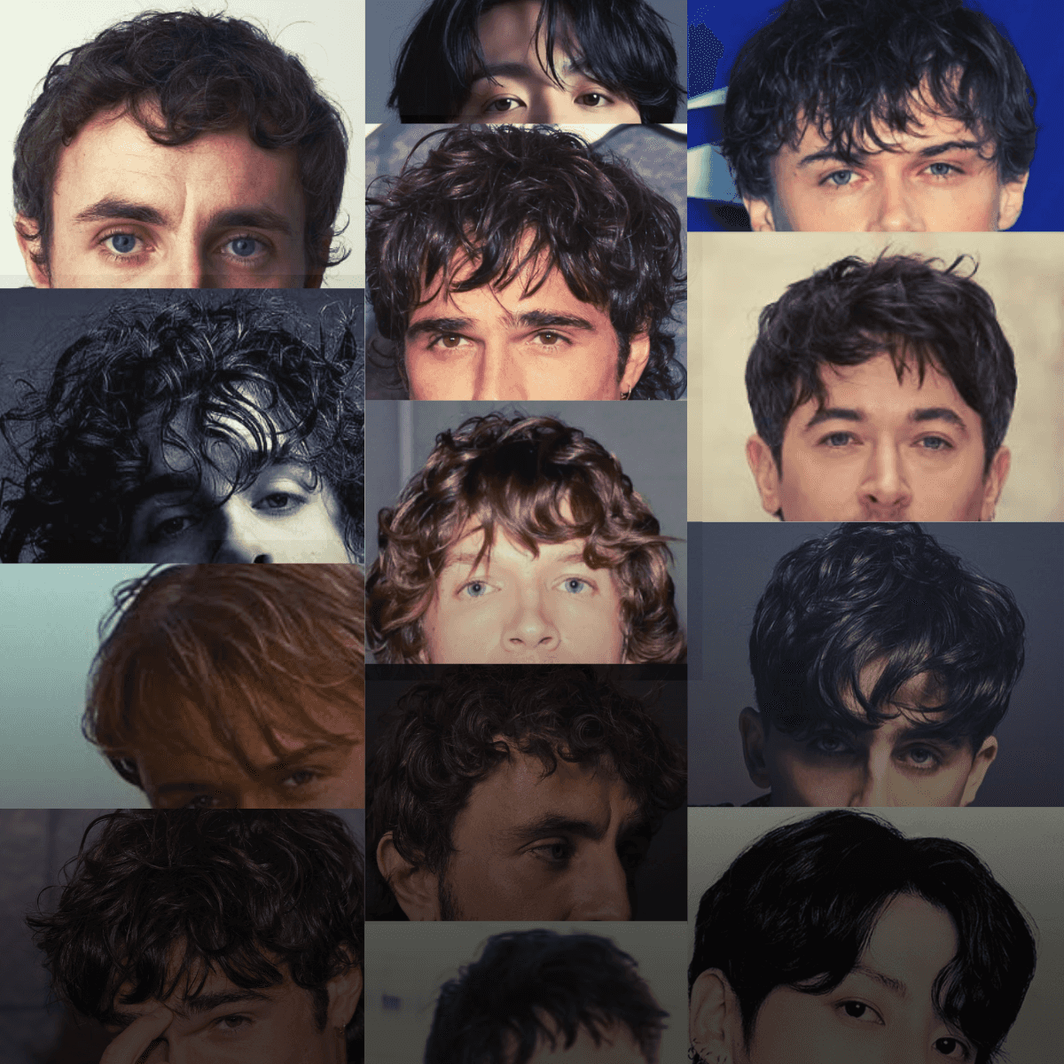 everywhere we look we are seeing boy fringe with a collage of men's fringe photos