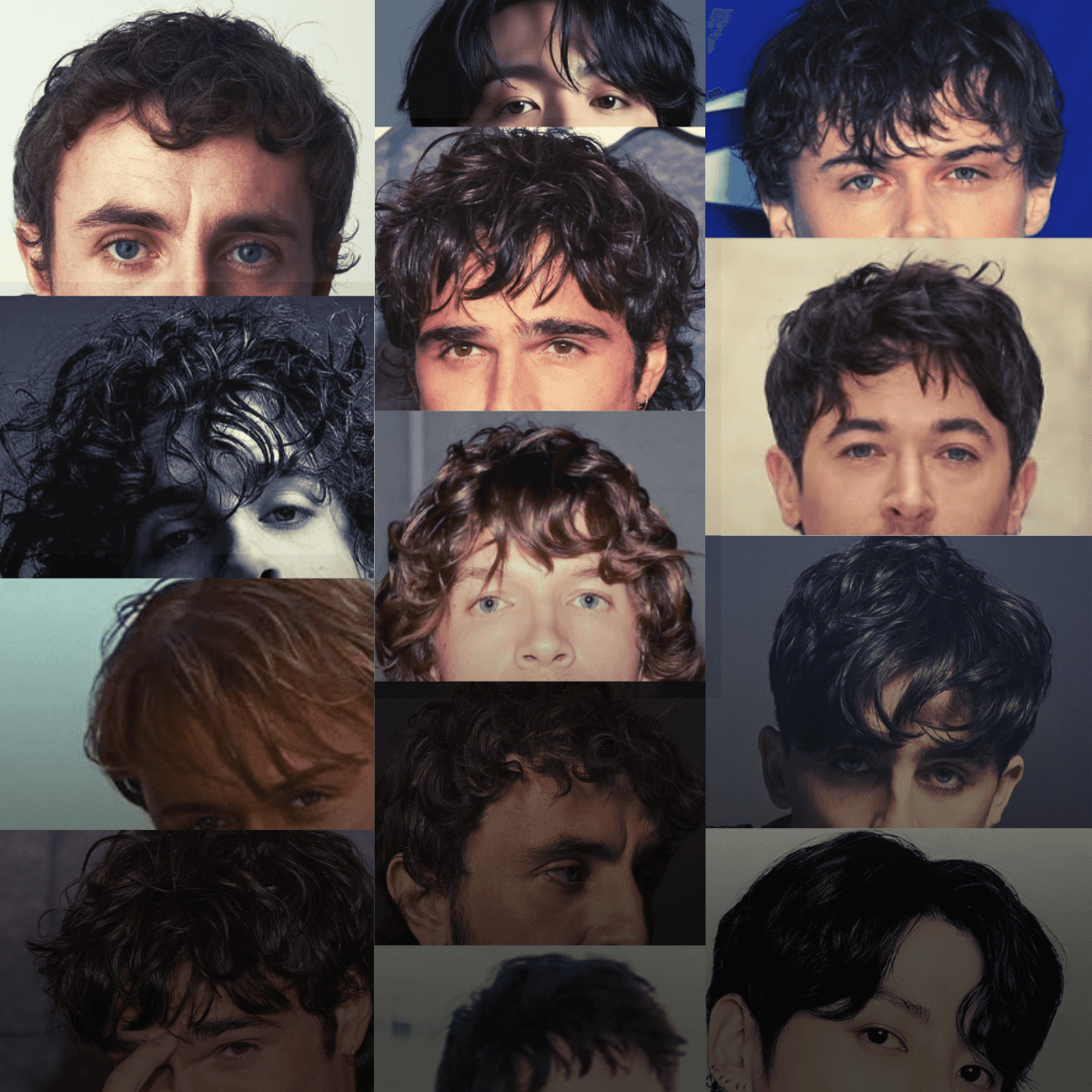 everywhere we look we are seeing boy fringe with a collage of men's fringe photos