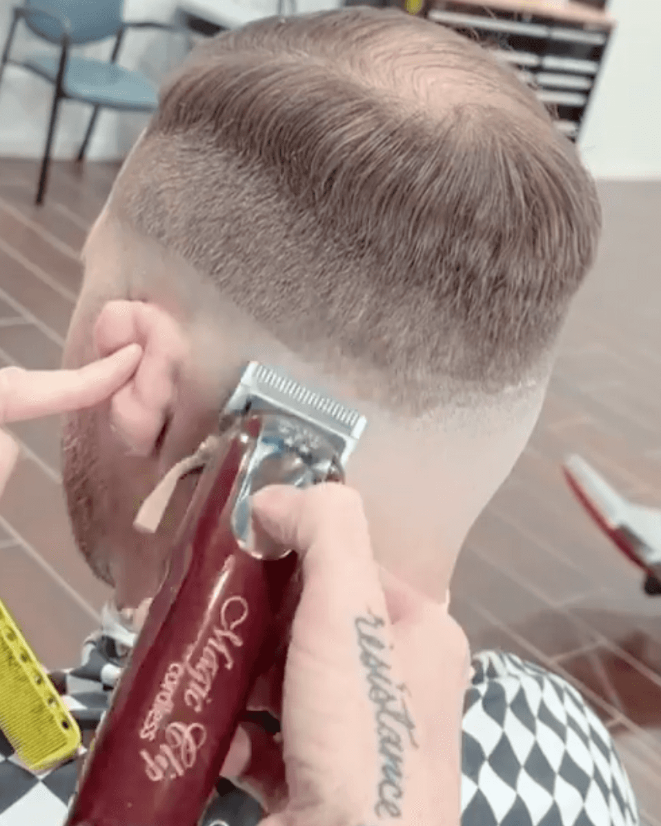 Best Men's Haircuts for Fine and Thinning Hair alopecia fade comb over feat Photo Credit Instagram via @ricecuts