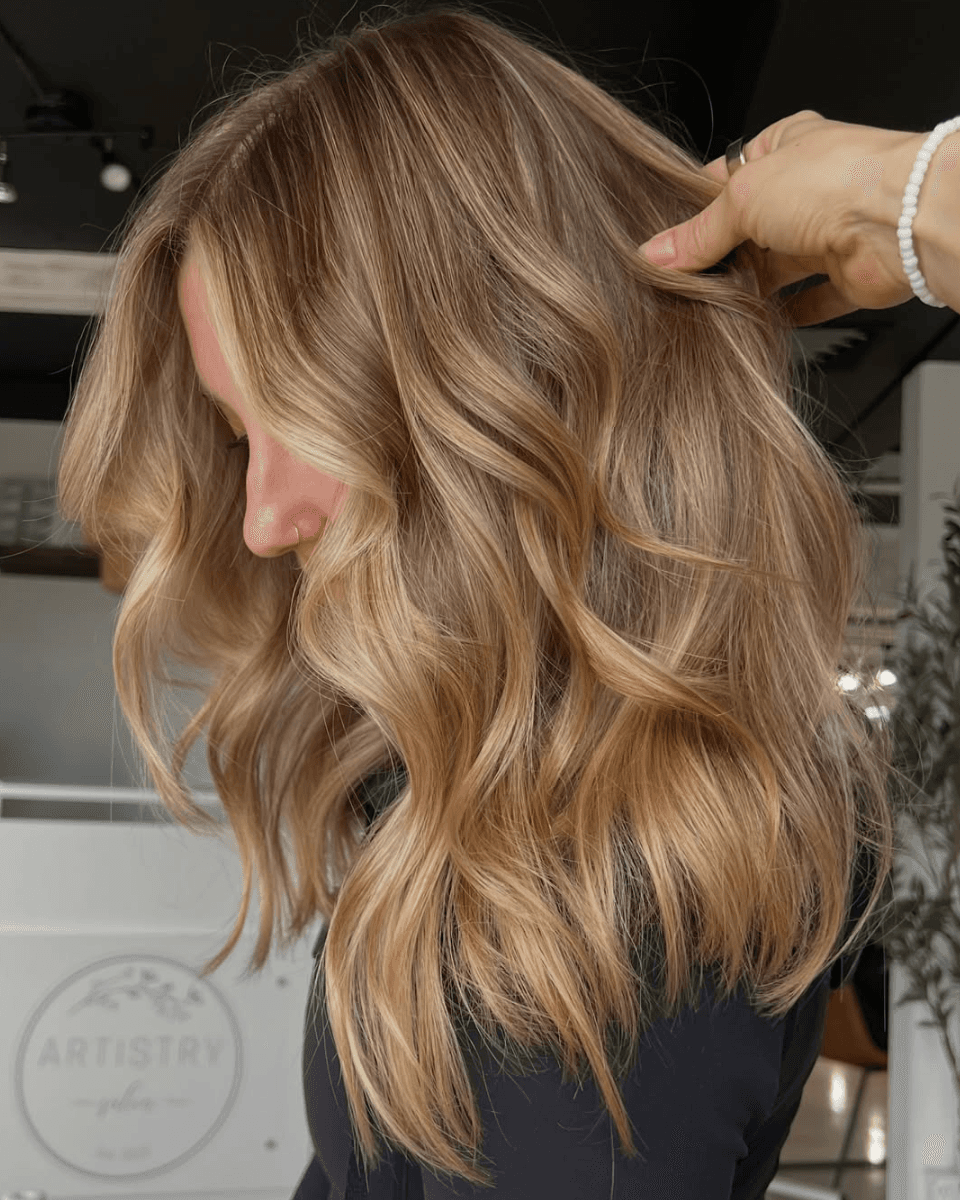 brown butter blonde formula side view dimensional waves