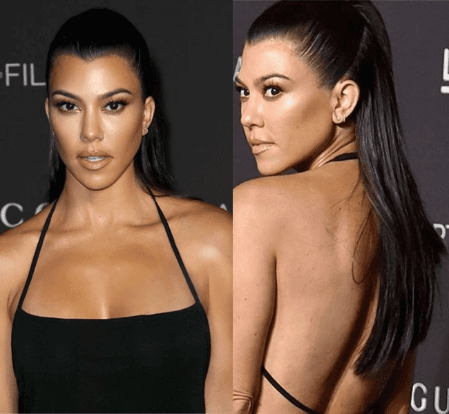 Kourtney Kardashian Sleek Ponytail Hair Style Andrew Fitzsimons Celebrity Hair
