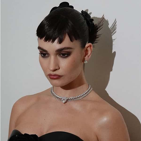 lily james met gala punk spiky bun karl lagerfeld 2023