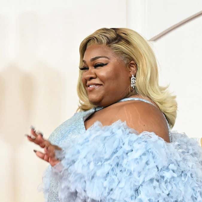Da'Vine Joy Randolph oscars 2024 winner list red carpet blonde hair blue dress