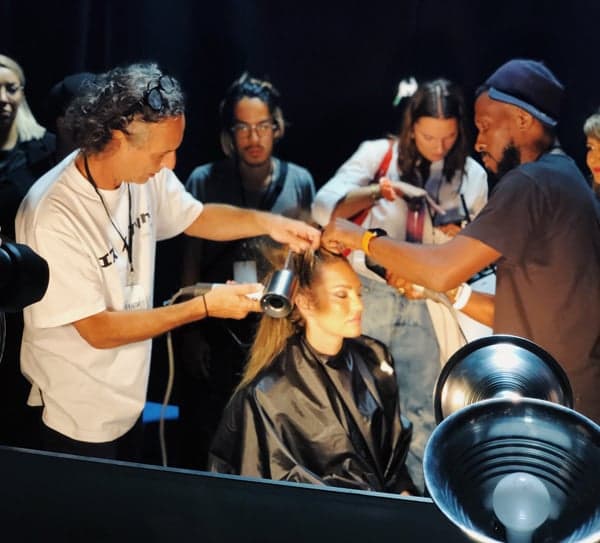 dyson supersonic blow dryer backstage brandon maxwell runway hair