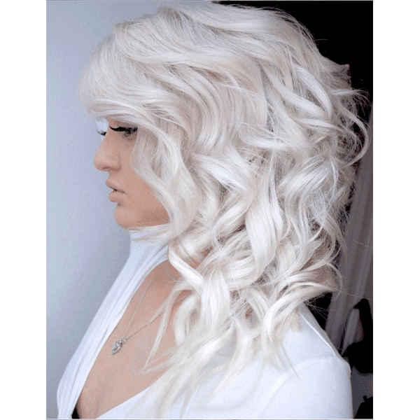 platinum hair, curls, white hair, blonde