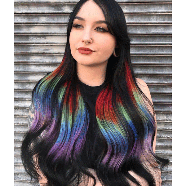 long hair, creative color