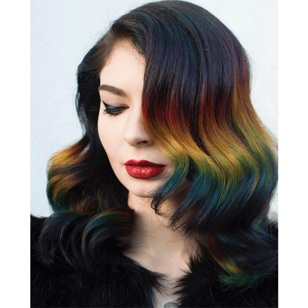 rainbow hair, short hair, hair color