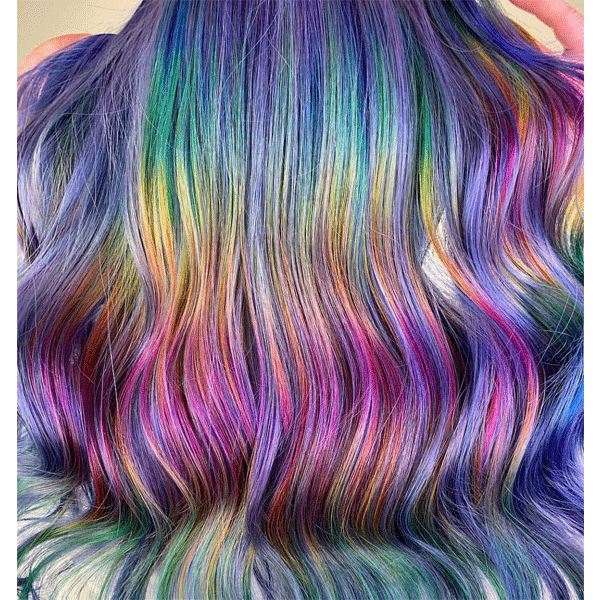 rainbow, hair color, long hair