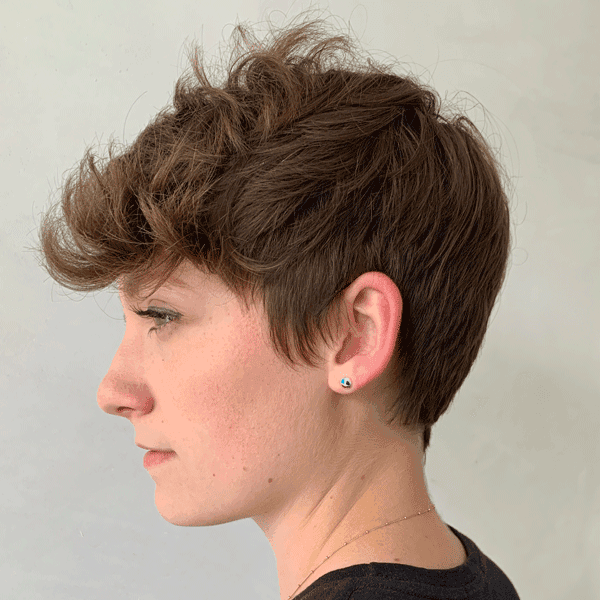 pixie, short cut, brunette