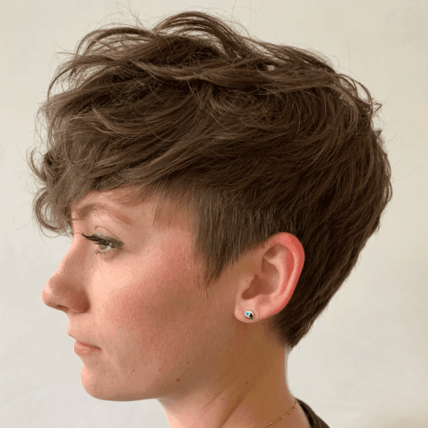 short cut, pixie cut, short hair, brunette