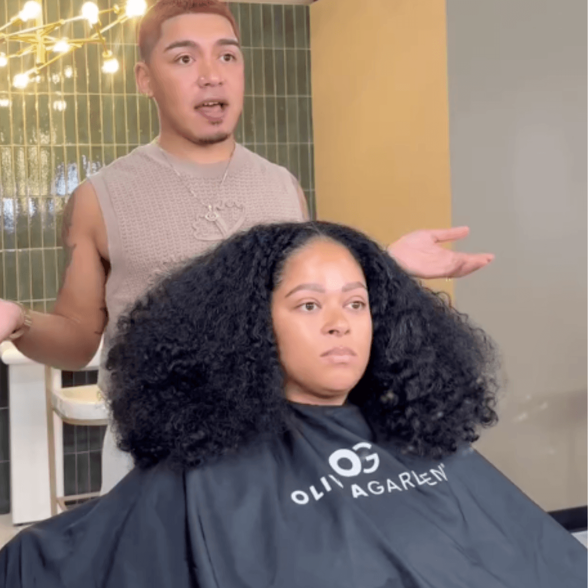 consultation with very curly hair and marc talking