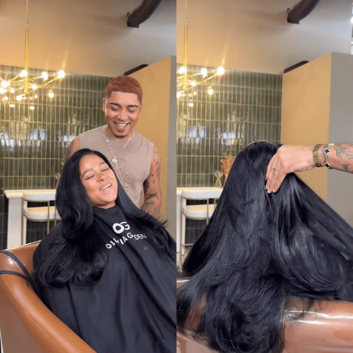 left side front view of final look right side back view its super glossy and silky