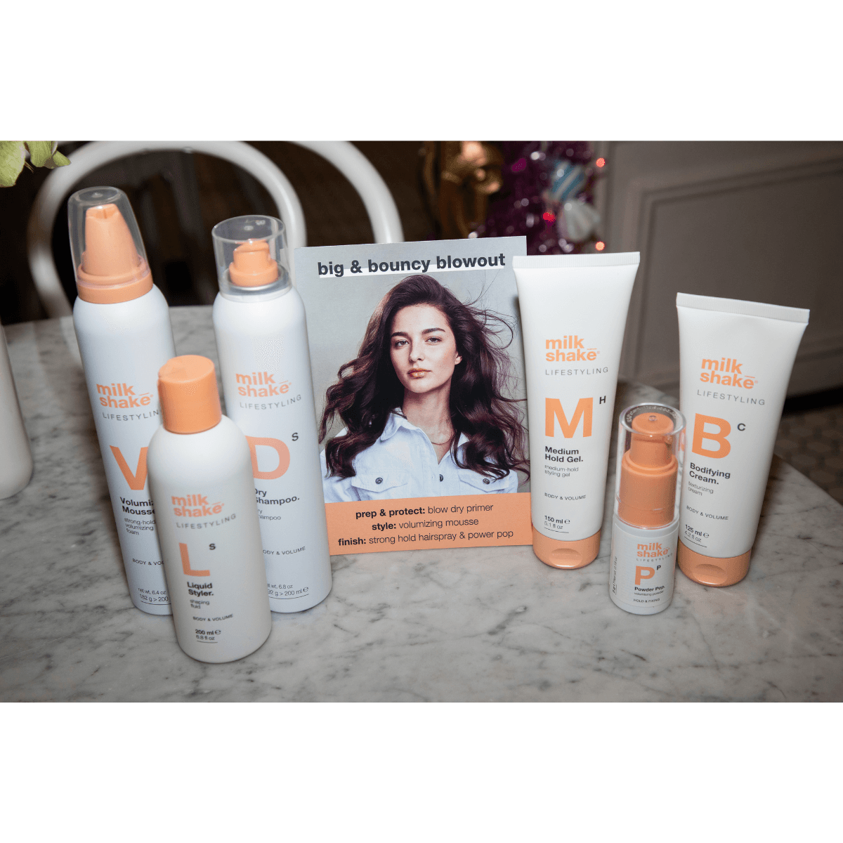 Lifestyling Collections Body & Volume Products on a table
