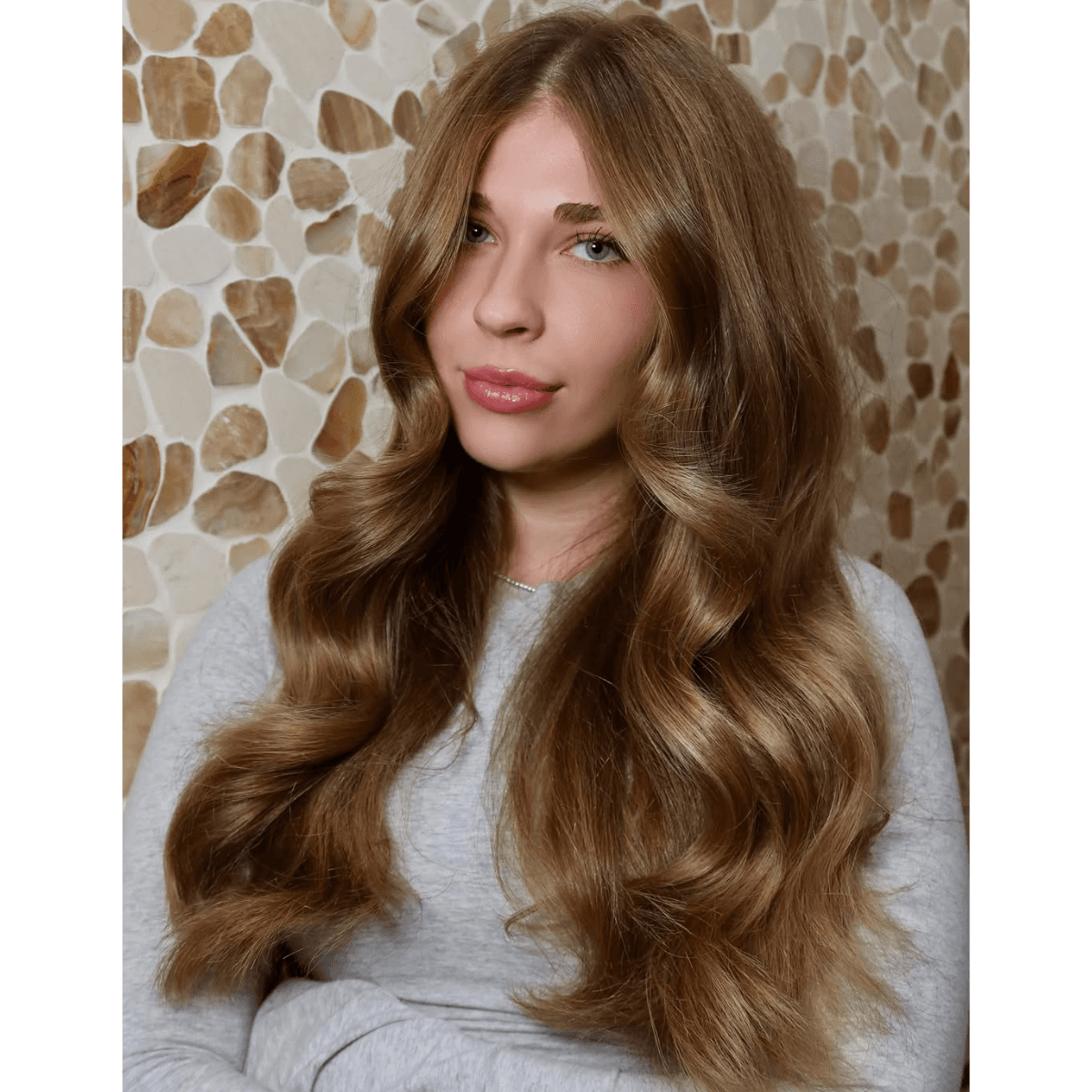 brown butter blonde waves on long hair